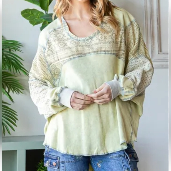 Oli & Hali Tops - Oli & Hali Tie Dye Aztec Print Oversized Slouchy Lace Tunic Top Size S Lagenlook
